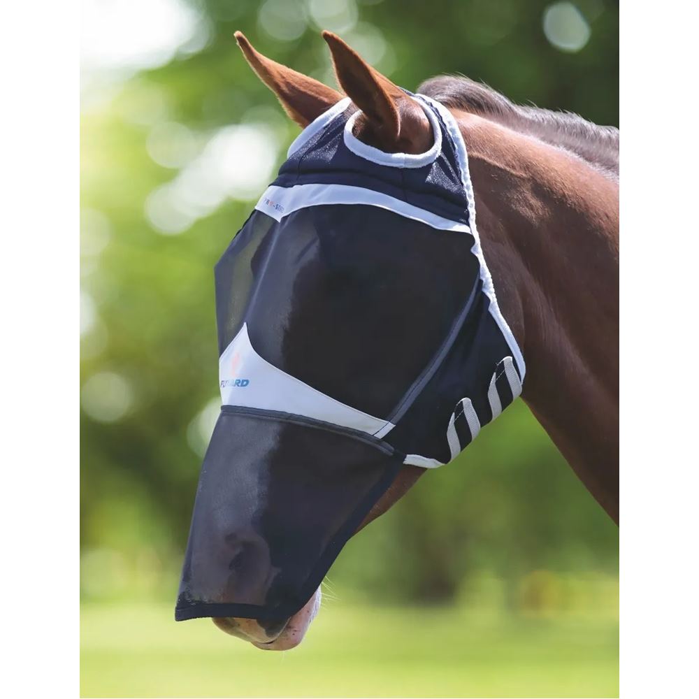 Shires FlyGuard Pro Fine Mesh Fly Mask With Ear Hole & Nose (Black)