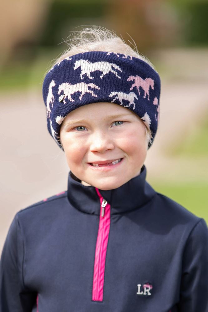 Hy Equestrian Flaine Children's Hat and Headband Set (Navy/Pink)
