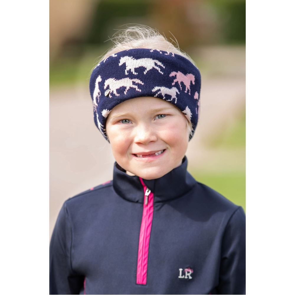 Hy Equestrian Flaine Children's Hat and Headband Set (Navy/Pink)