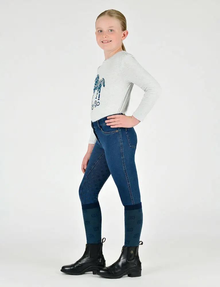 Dublin Kids Shona Denim Full Seat Breeches (Light Blue Denim)