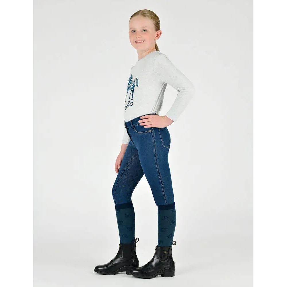Dublin Kids Shona Denim Full Seat Breeches (Light Blue Denim)