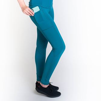 Gallop High-Waist Pocket Silicone Knee Tights (Peacock)