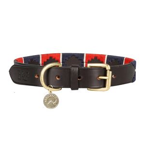Benji & Flo Sublime Polo Leather Dog Collar (Red/Navy/White)