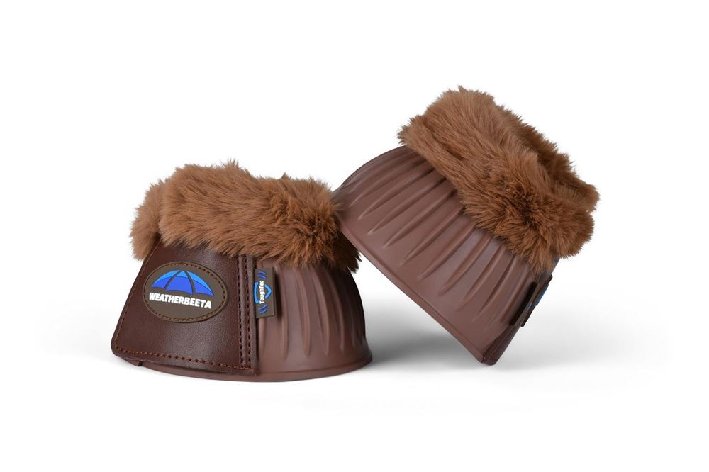 Weatherbeeta Tough-Tec Prime Fleece Trim Rubber Bell Boots (Brown)