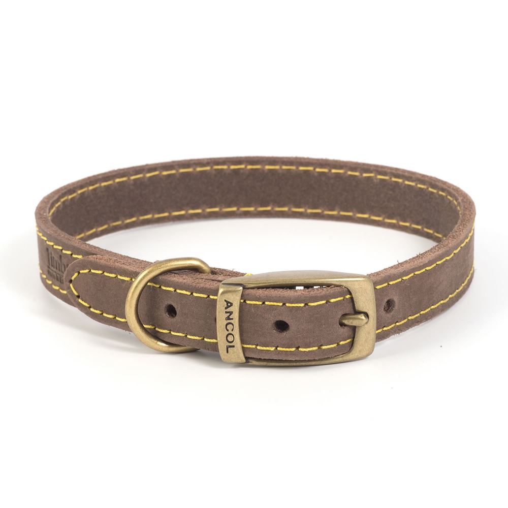 Ancol Timberwolf Leather Collar Size 1 (20 Cm - 26 Cm)