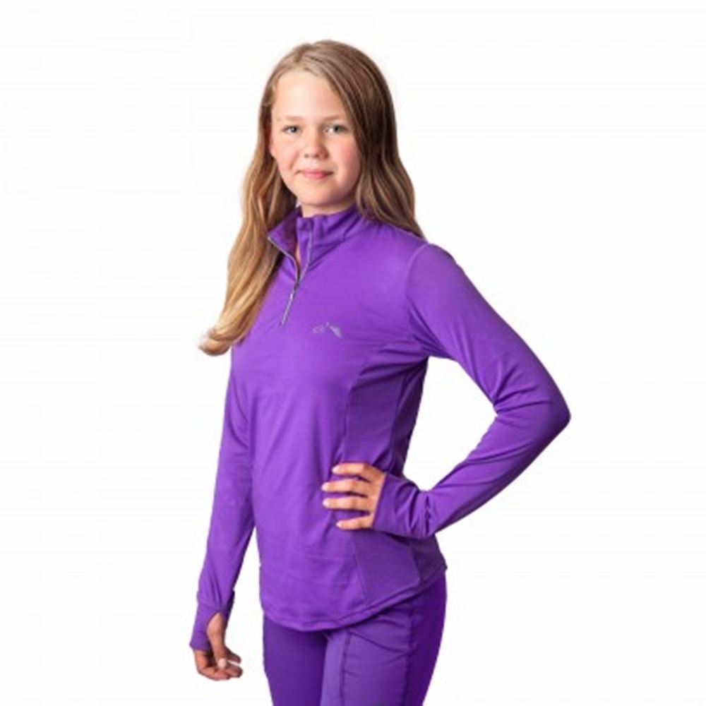 Gallop Ladies Long Sleeve Zipped Neck Base Layer (Purple)