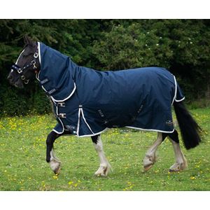 Gallop 600D TROJAN 100g Duraproof Combo Turnout (Navy with Beige/White bindings)