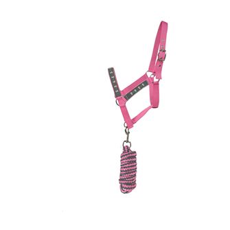 Hy Equestrian Merry Go Round Head Collar and Lead Rope (Grey/Pink)