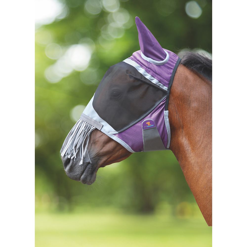 Shires Deluxe Fly Mask with Nose Fringe (Purple)