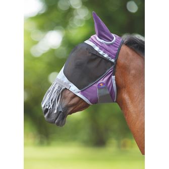 Shires Deluxe Fly Mask with Nose Fringe (Purple)