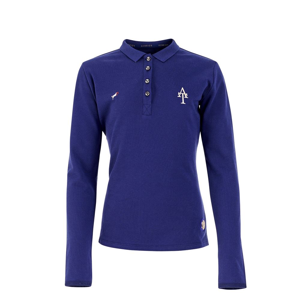 Shires Aubrion Team Young Rider Long Sleeve Polo Shirt (Navy)