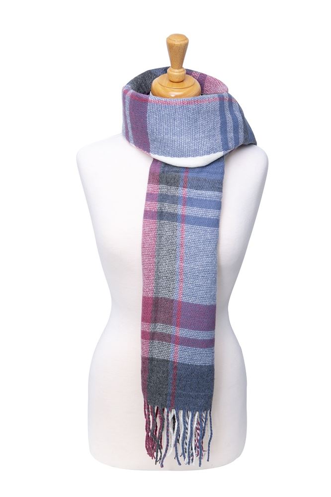 Hy Equestrian Ladies Supersoft Tartan Scarf (Grape/Riviera/White)