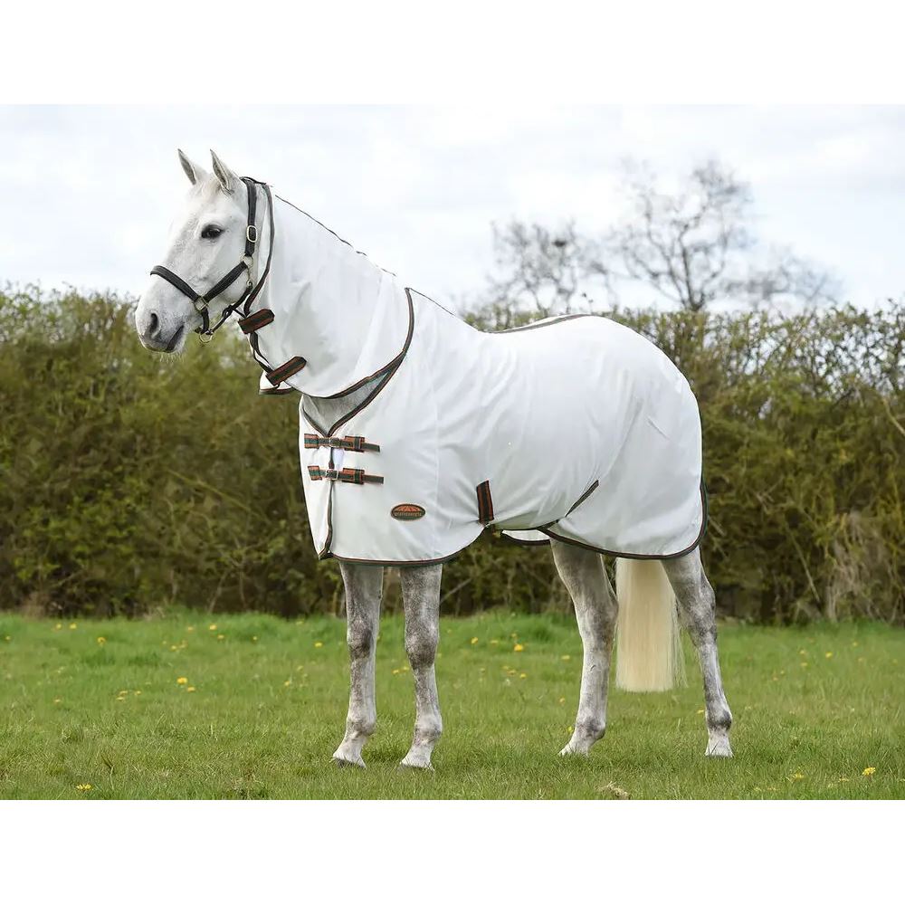 WeatherBeeta ComFiTec Tyro Mesh Combo Neck Fly Rug (White/Green/Burnt Orange)