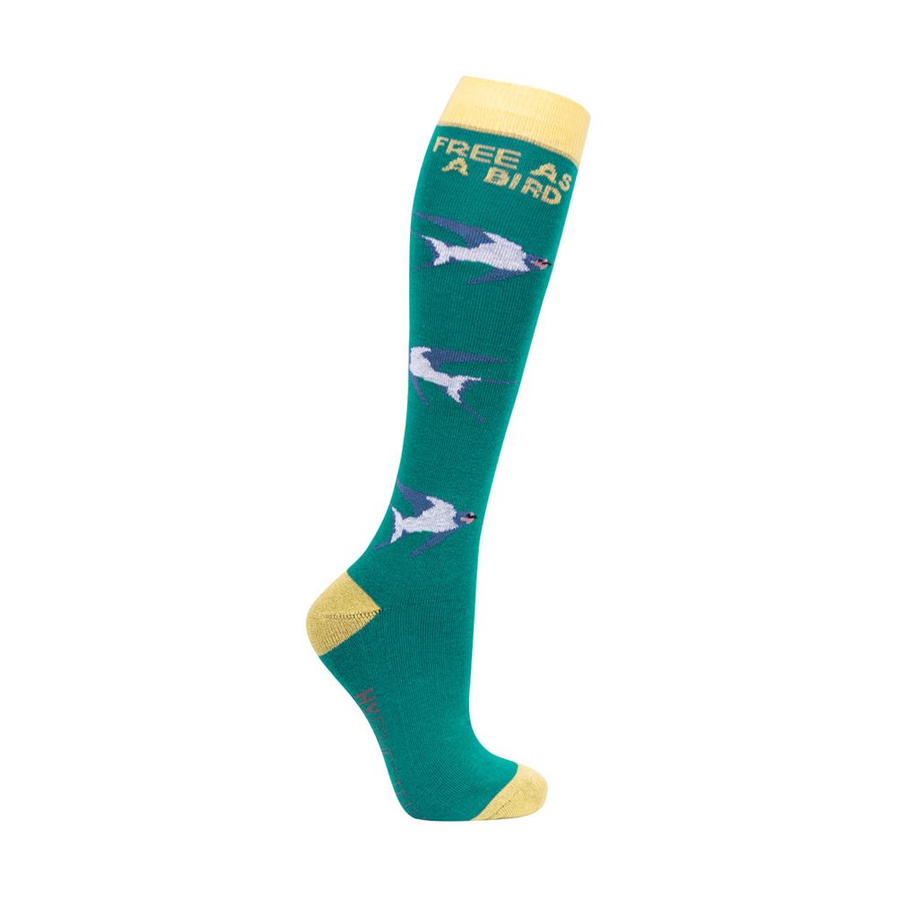Hy Equestrian Free As A Bird Socks - Pack of 3 (Fern/Pink)