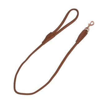 Benji & Flo Superior Rolled Leather Dog Lead (Tan/Rose Gold)
