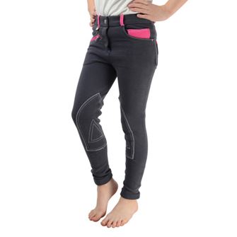 Hy Equestrian Diesel Children's Jodhpurs (Charcoal/Pink)
