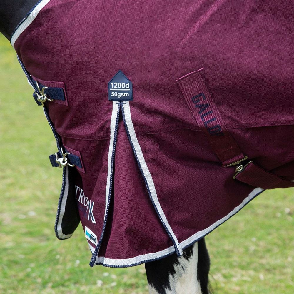 Gallop Trojan Xtra DURAPROOF 50g Standard Neck Turnout Rug (Burgundy/White/Purple)