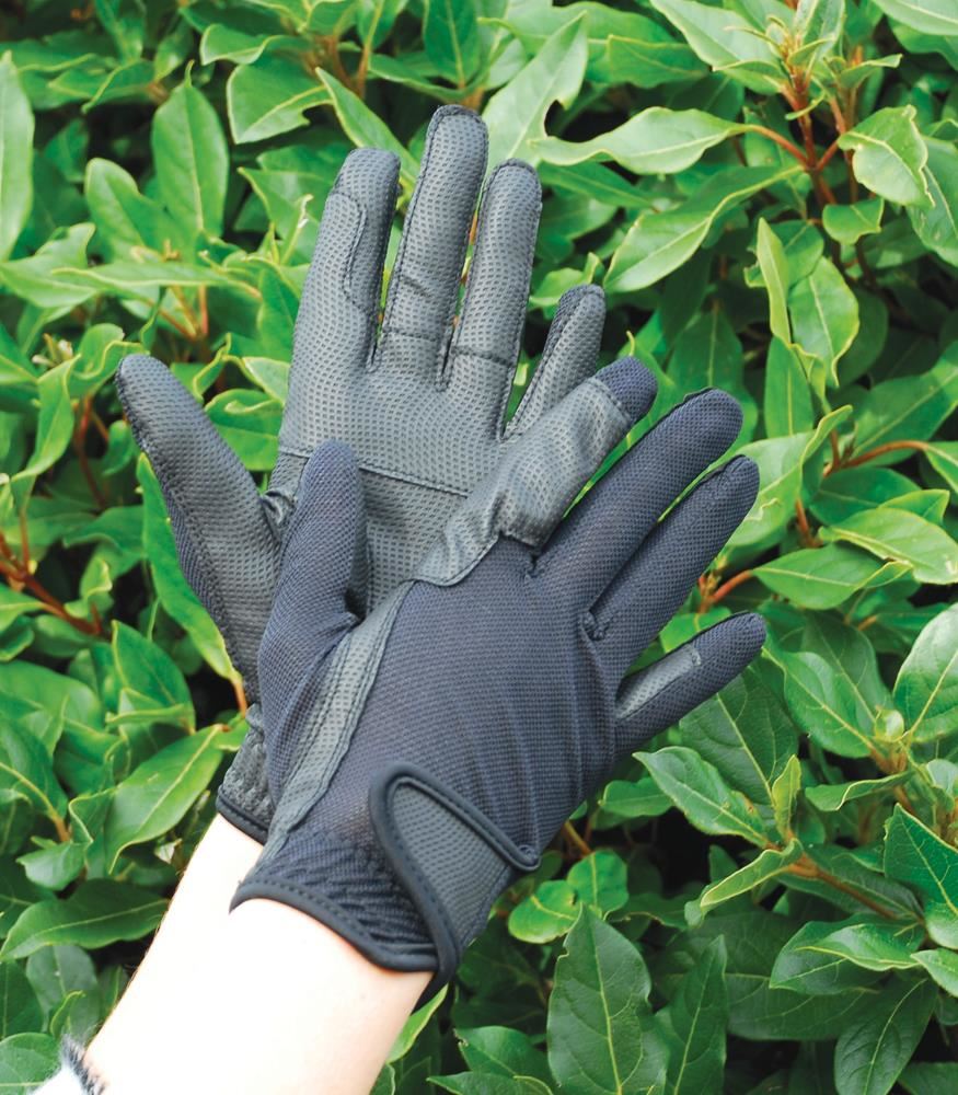 Rhinegold Super Stretch Mesh Back Riding Gloves (Black)