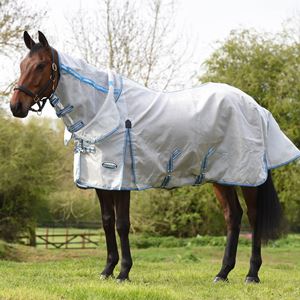 Weatherbeeta Comfitec Hexi Shield Combo Neck Mesh Rug (Silver/Teal Blue)