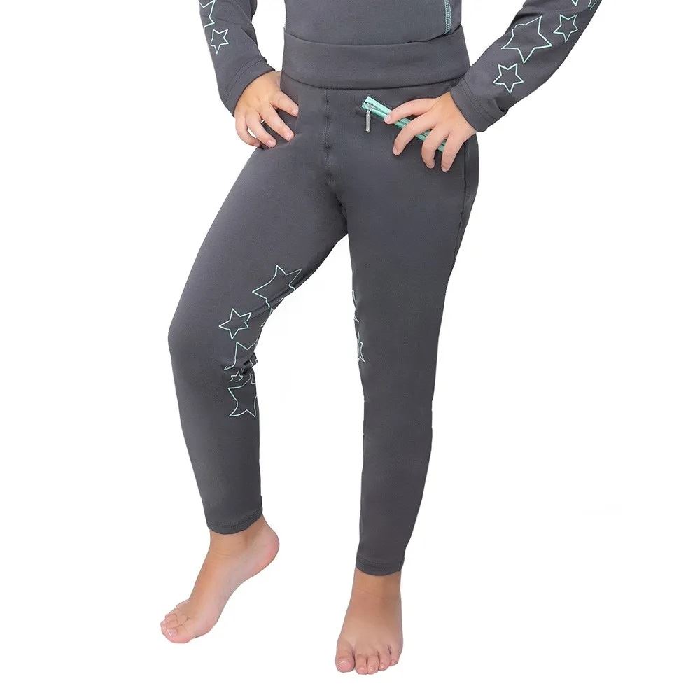 Hy Equestrian Stella Children's Riding Tights (Charcoal/Mint)
