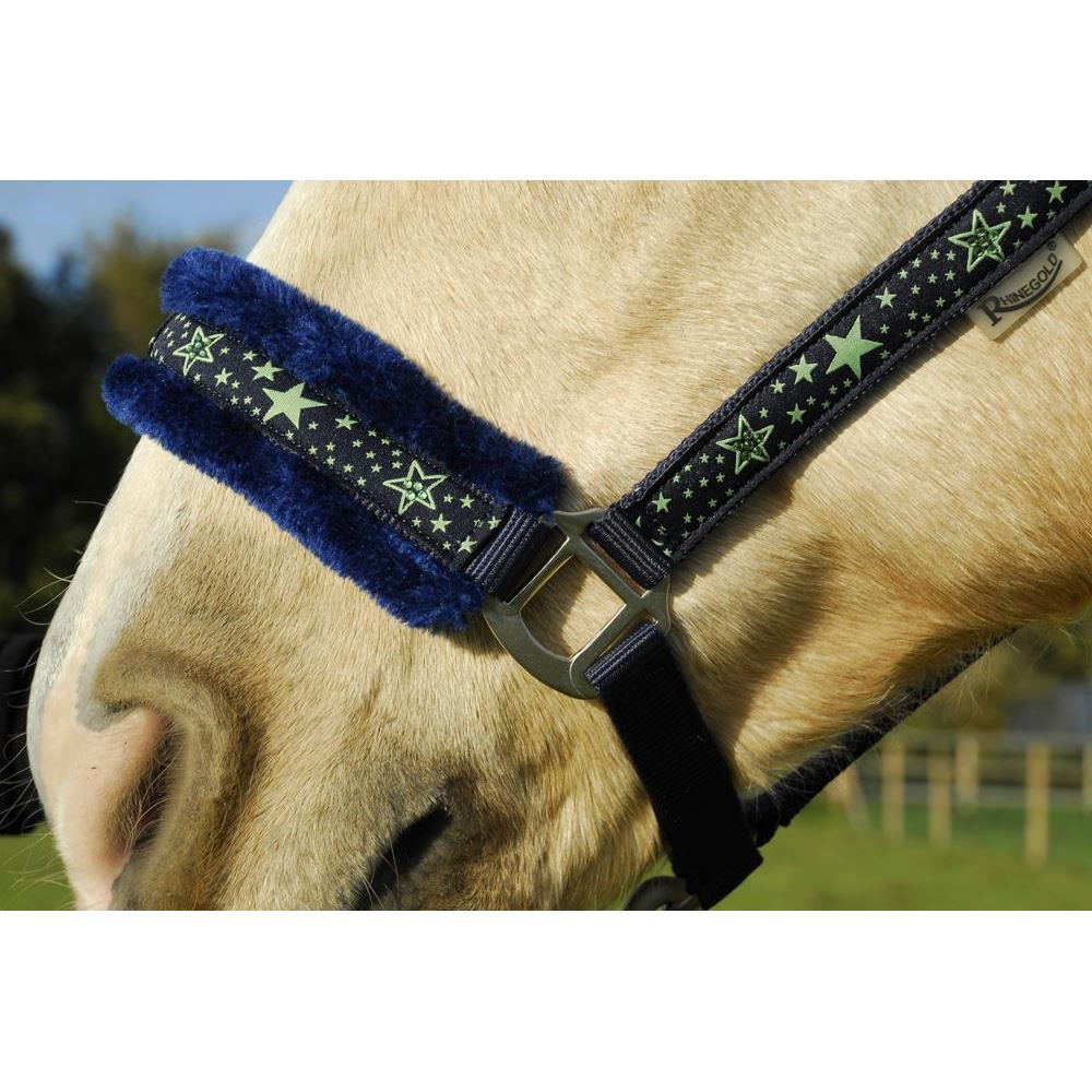 Rhinegold Crystal Star Headcollar & Lead Rope Set (Navy/Green)