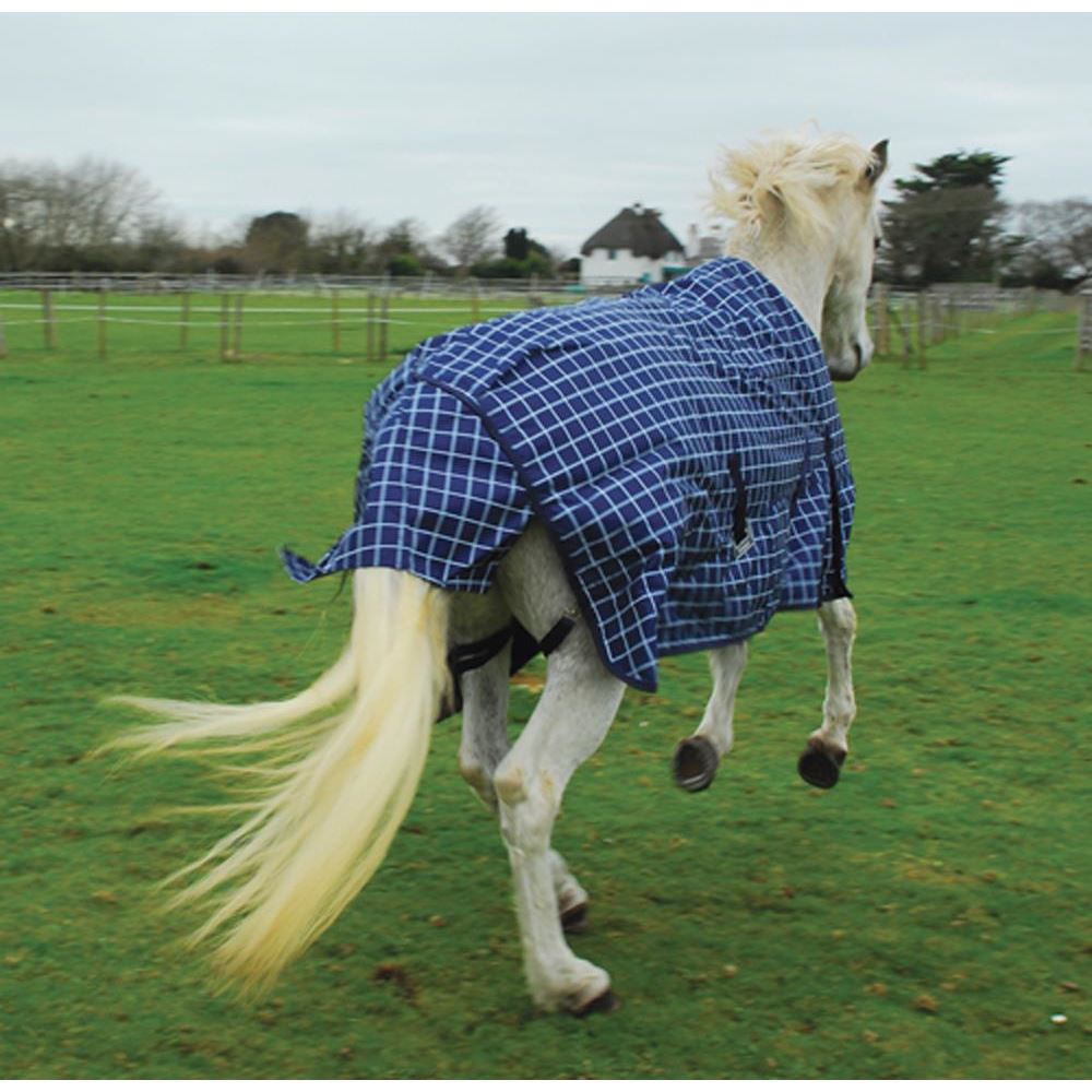 Rhinegold Atlanta Lightweight Fleece Lined Outdoor Rug - 0g (Navy Check)