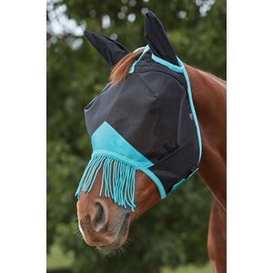 Weatherbeta Comfitec Deluxe Fine Mesh Mask With Ears & Tassels (Black/Turquoise)