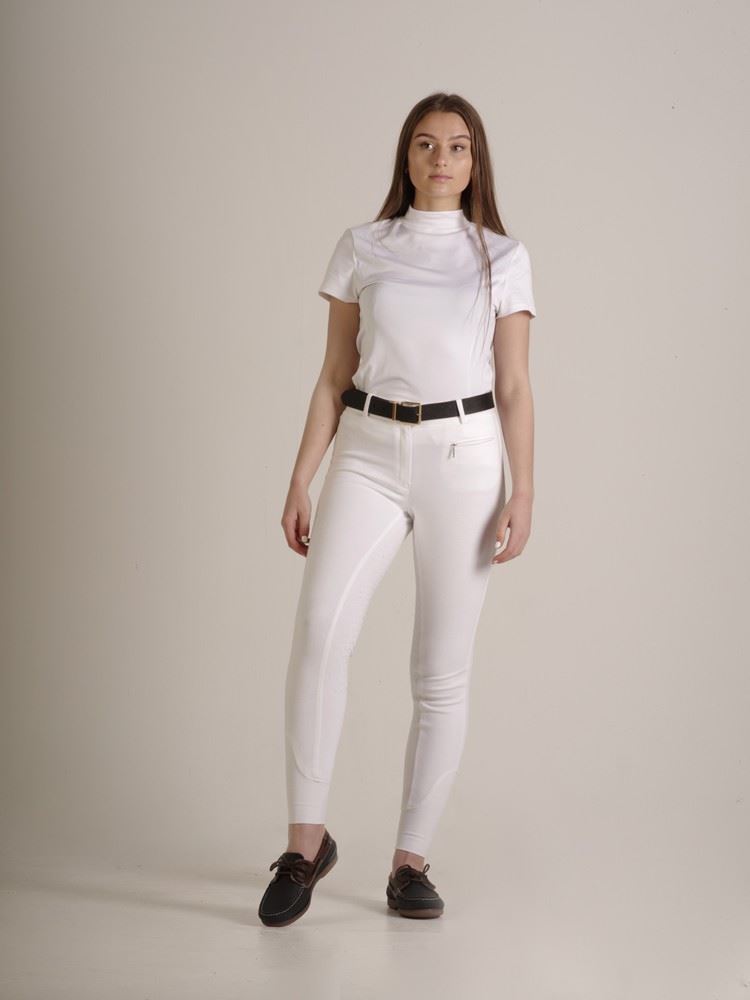 Gallop Ladies Full Silicone Seat Breeches (White)