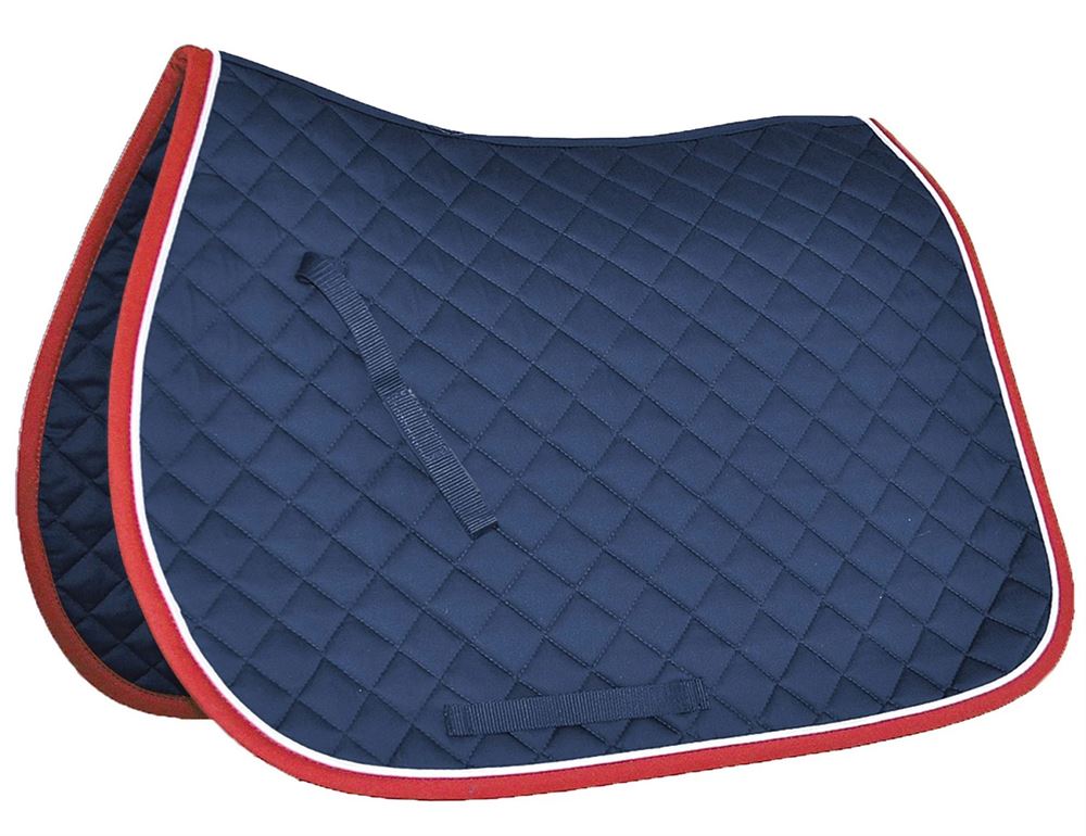 Mark Todd Piped Saddle Pad - Pony (Navy/Red/White)