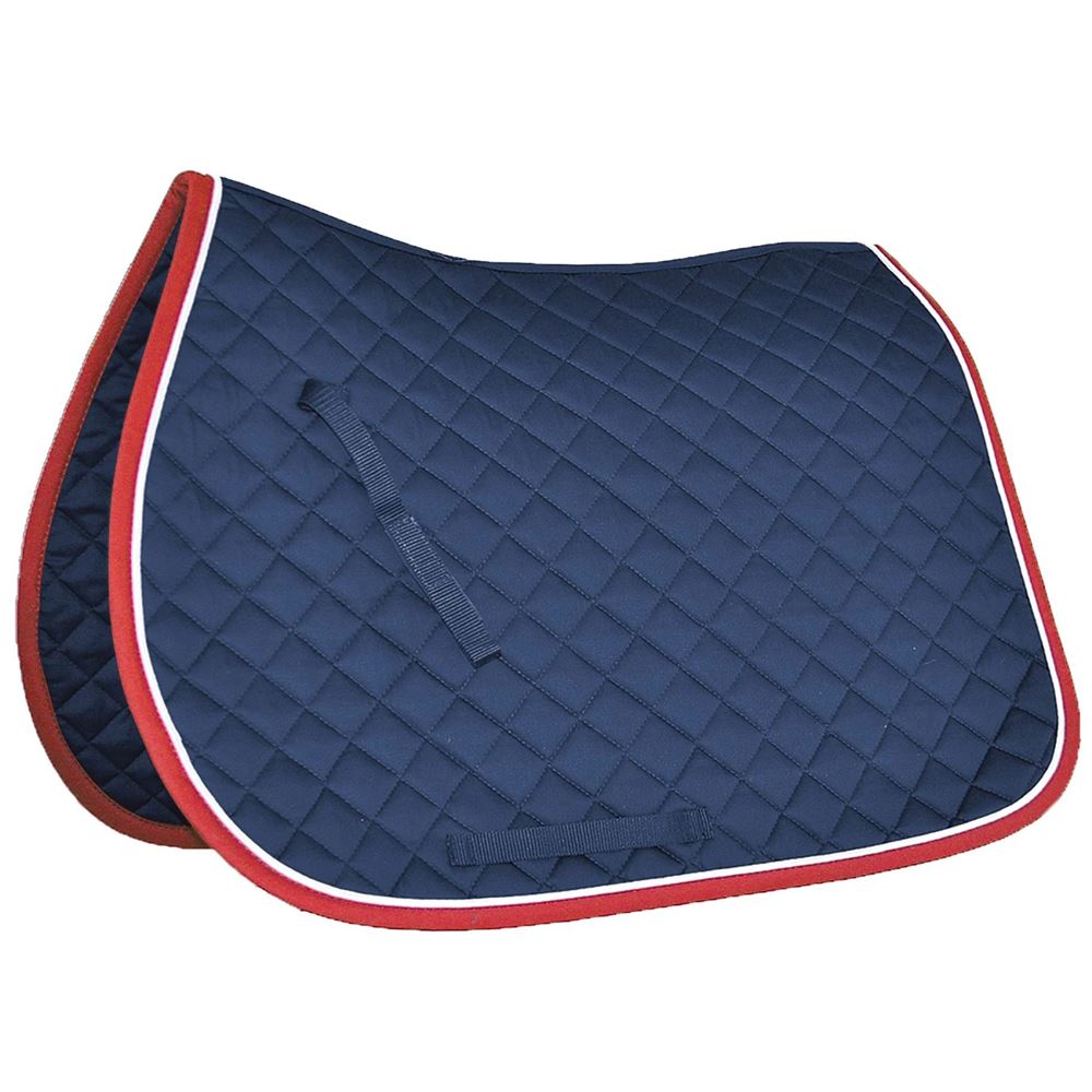 Mark Todd Piped Saddle Pad - Pony (Navy/Red/White)