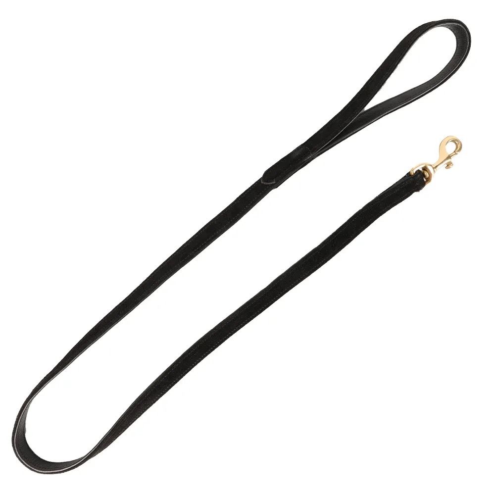 Benji & Flo Noble Suede Dog Lead (Black/Gold)
