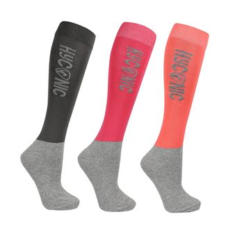 HyCONIC by Hy Equestrian Adults Socks - Pack of 3 (Pink)