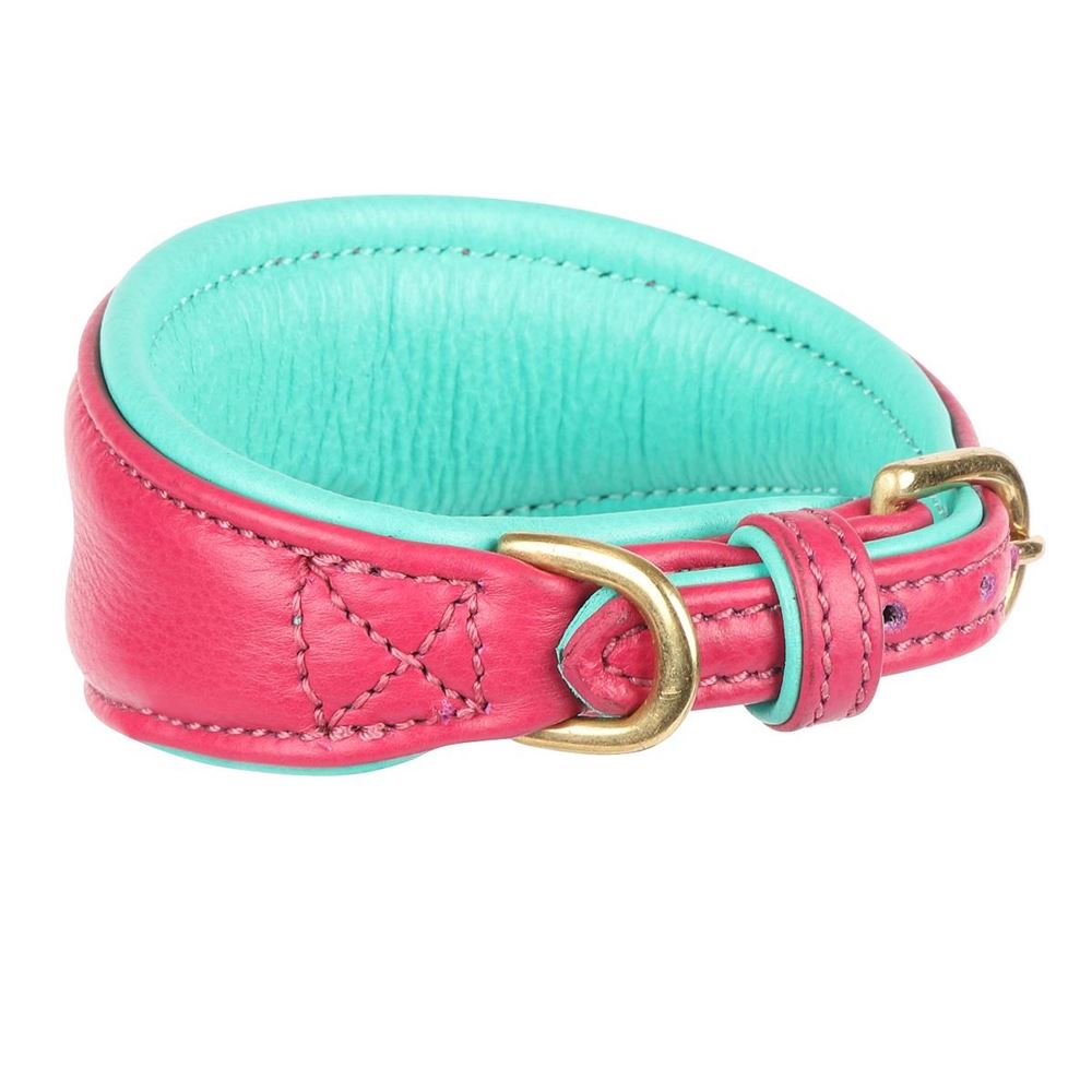 Shires Digby & Fox Padded Leather Greyhound Collar - S, XS (Pink)