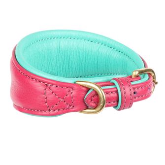 Shires Digby & Fox Padded Leather Greyhound Collar - M, L (Pink)