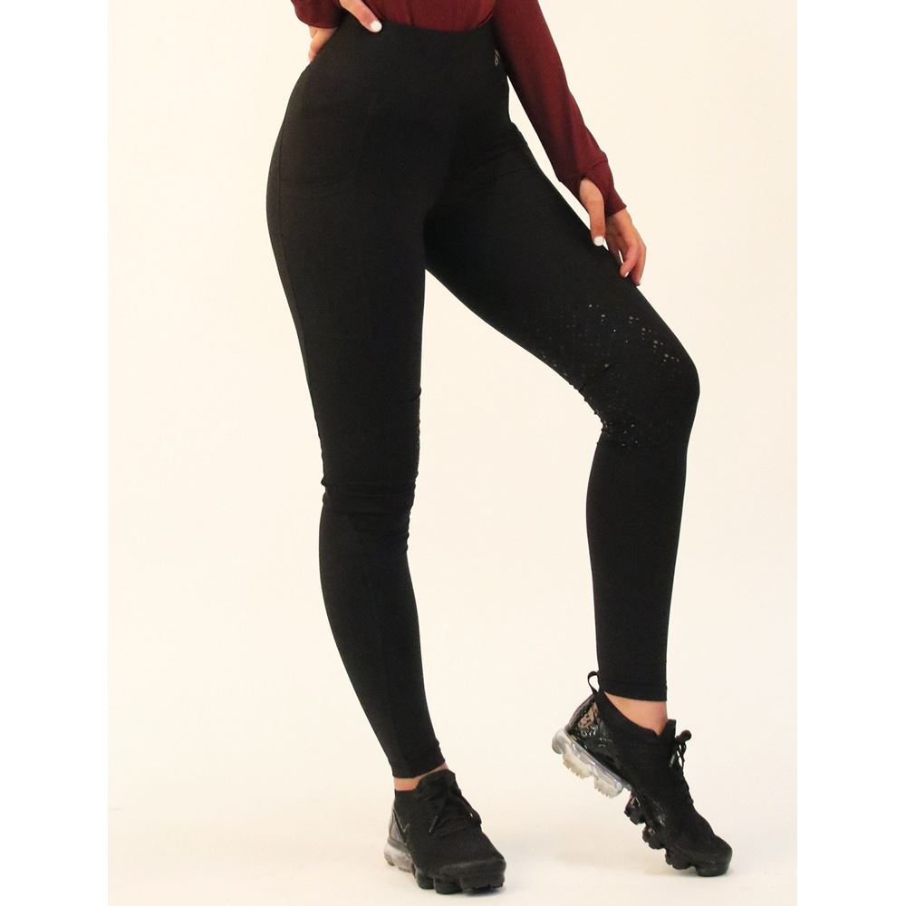 Gallop High-Waist Pocket Silicone Knee Tights (Black)