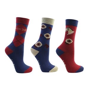 Riding Star Collection Socks by Little Rider - Pack of 3 (Navy/Burgundy)