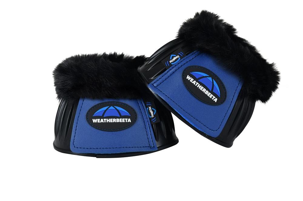 Weatherbeeta Tough-Tec Prime Fleece Trim Rubber Bell Boots (Black/Cobalt)