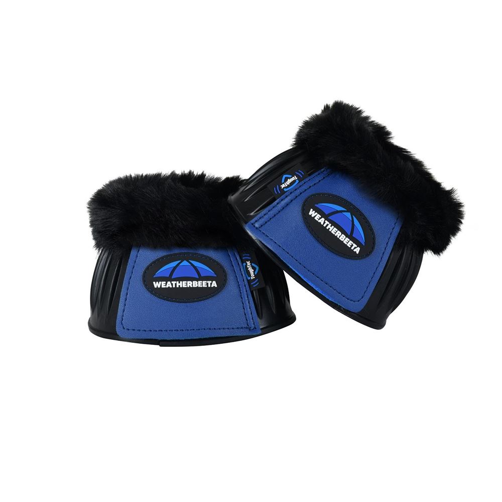 Weatherbeeta Tough-Tec Prime Fleece Trim Rubber Bell Boots (Black/Cobalt)