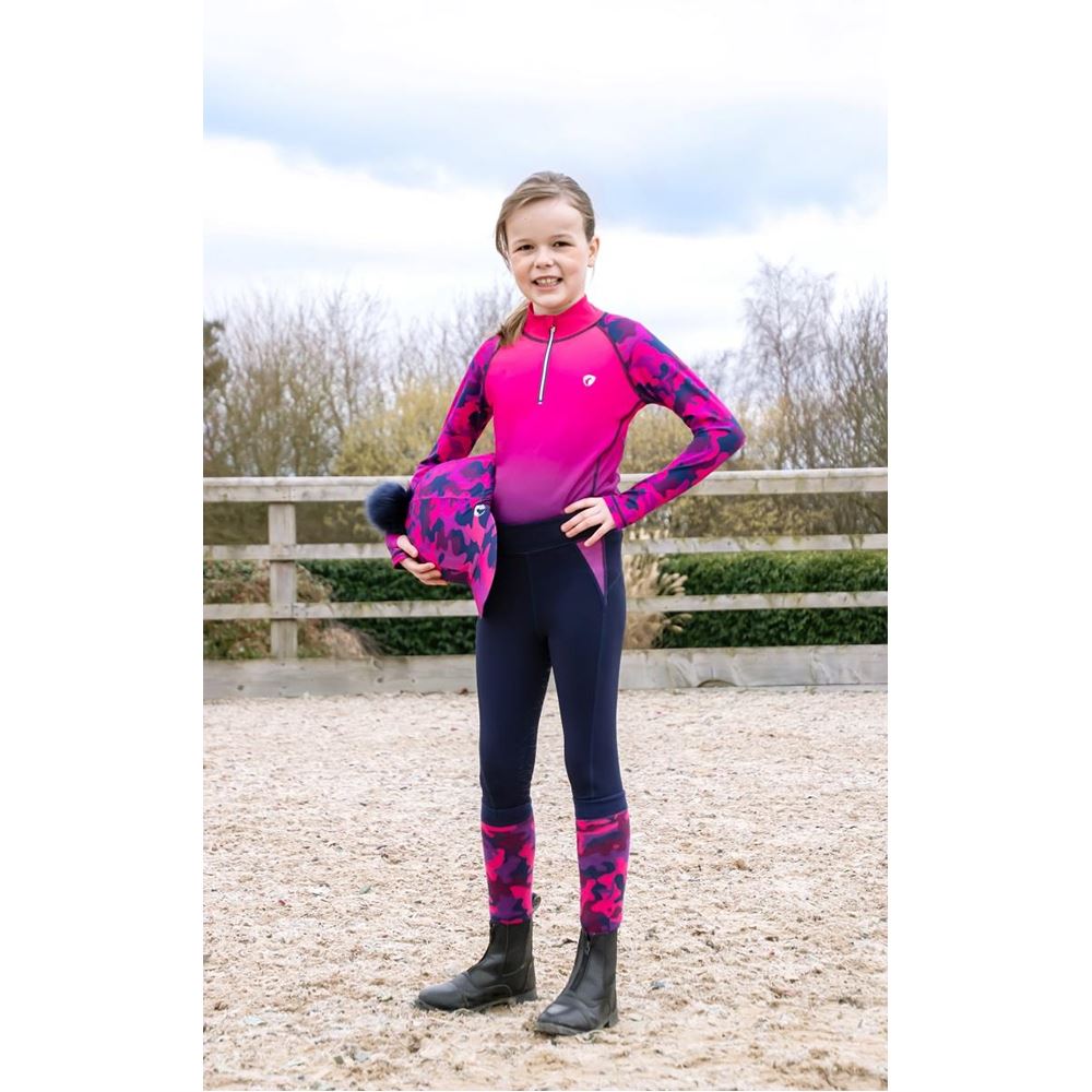 Hy Equestrian DynaForce Riding Tights (Raspberry/Navy)