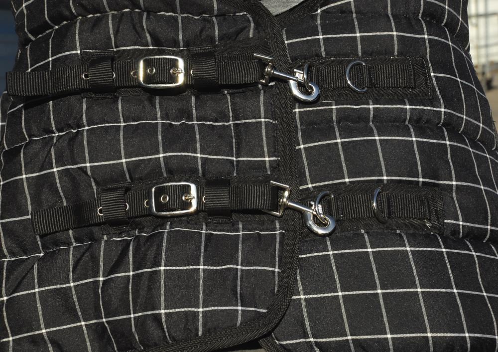 Rhinegold Mega Full Neck Combo Stable Quilted Rug - 350g (Black/White Check)