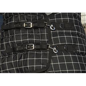 Rhinegold Mega Full Neck Combo Stable Quilted Rug - 350g (Black/White Check)