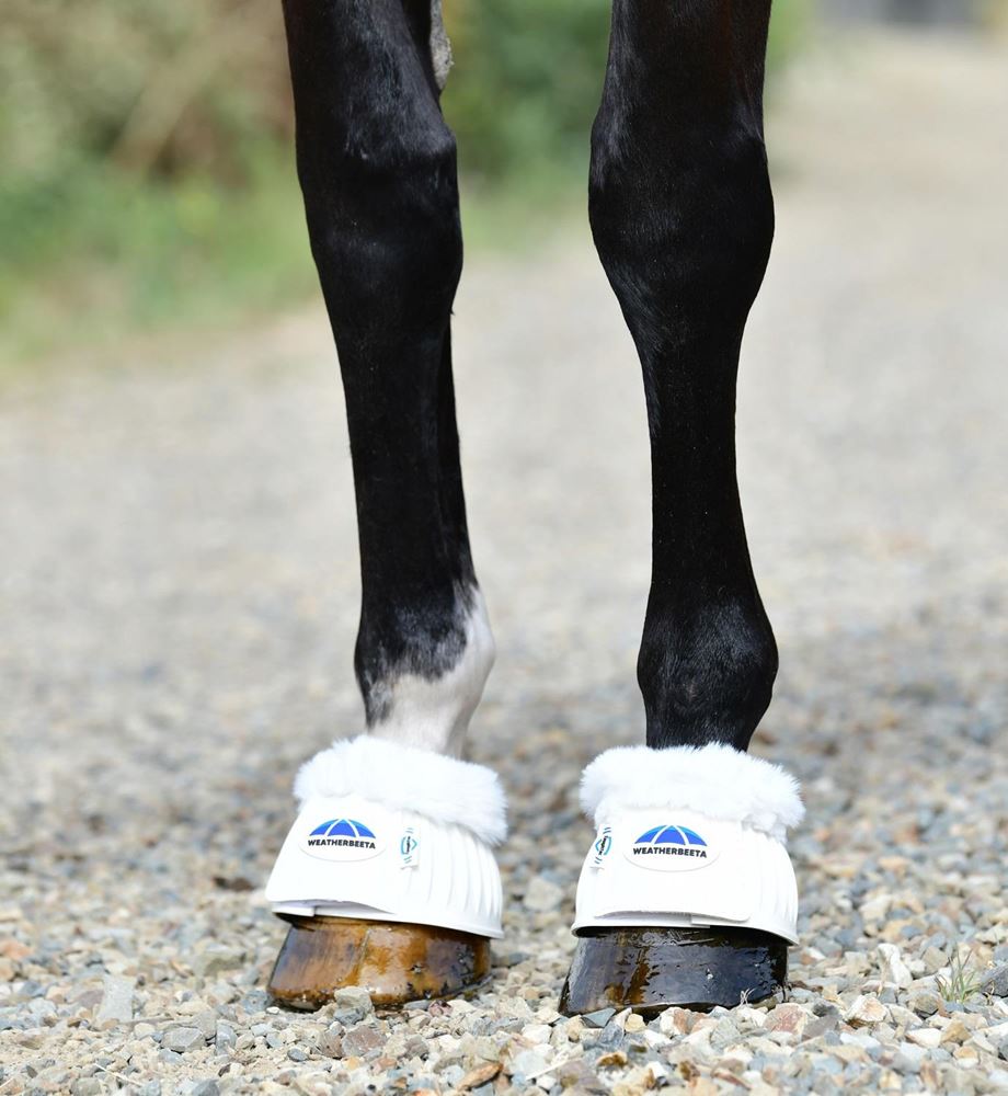 Weatherbeeta Tough-Tec Prime Fleece Trim Rubber Bell Boots (White)