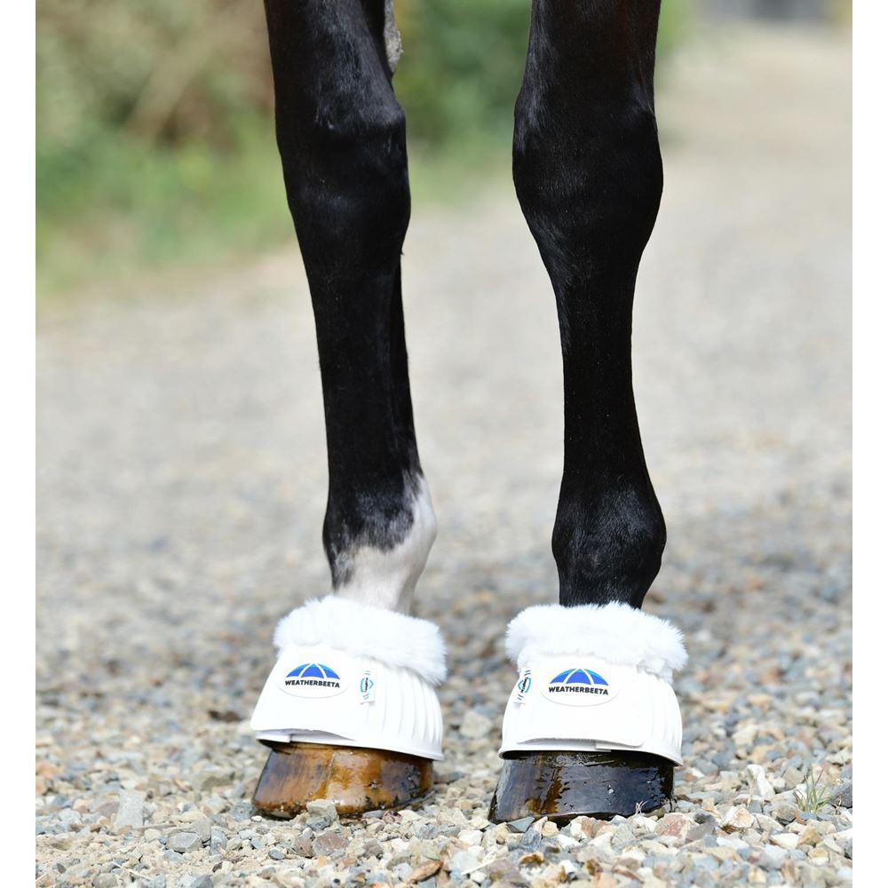 Weatherbeeta Tough-Tec Prime Fleece Trim Rubber Bell Boots (White)