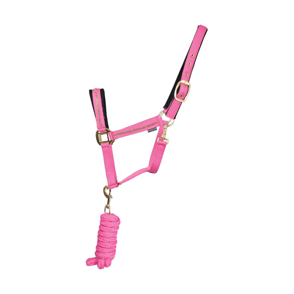 Hy Equestrian Sparkling Head Collar & Lead Rope Set (Pink)