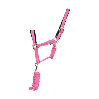 Hy Equestrian Sparkling Head Collar & Lead Rope Set (Pink)