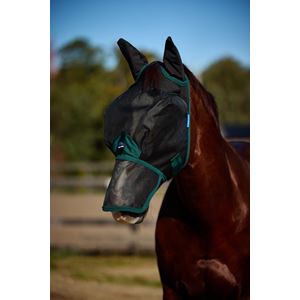 Weatherbeeta Comfitec Durable Mesh Fly Mask with Ears & Nose (Black/Forest Green)