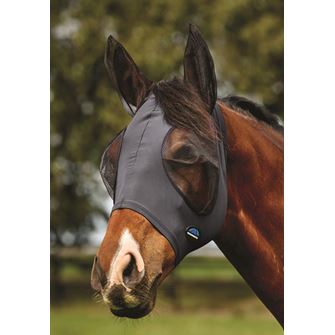 Weatherbeeta Comfitec Deluxe Stretch Fly Mask with Ears (Charcoal/Black)
