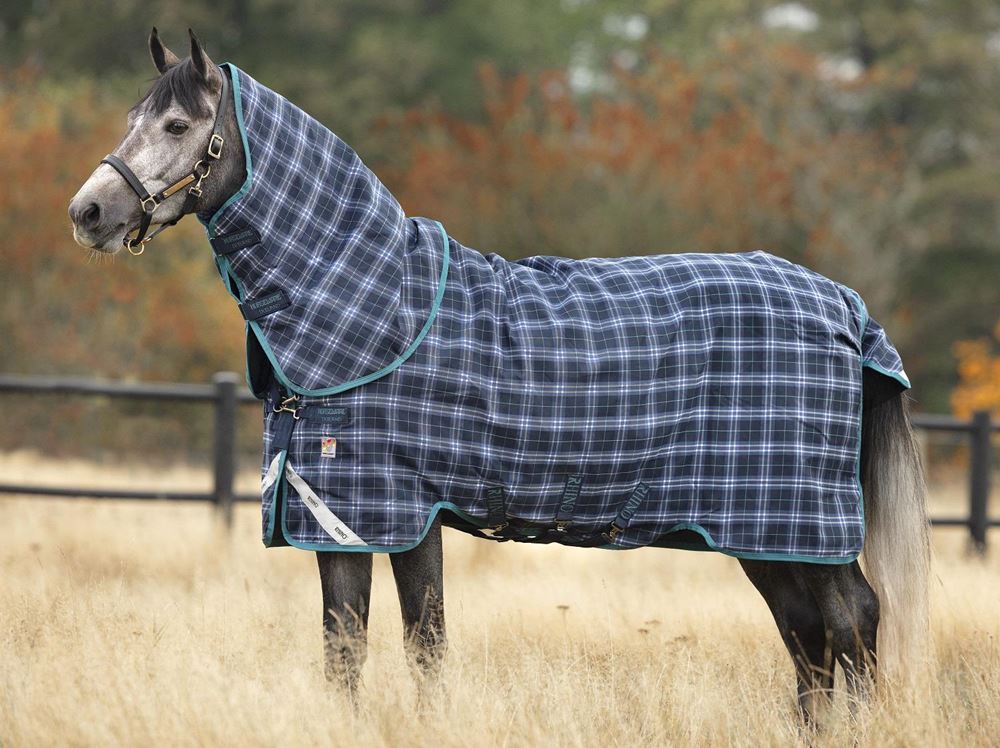 Horseware Rhino Plus with Vari-Layer - 250g (Navy Check/Teal)