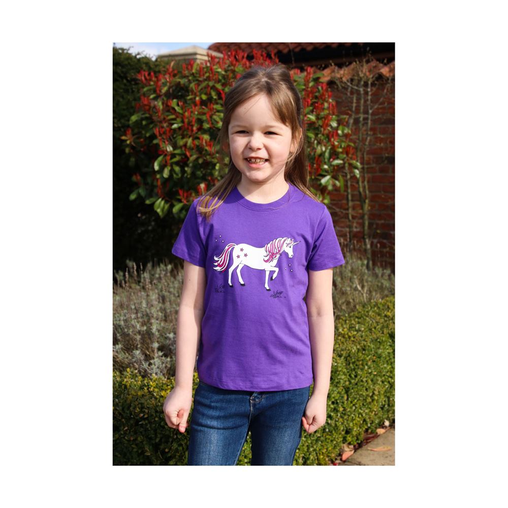 British Country Collection Dancing Unicorn Tee - Child (Purple)