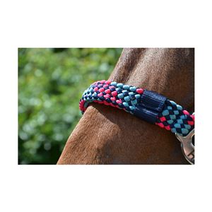 Hy Equestrian Multicolour Adjustable Head Collar with Rope (Navy)